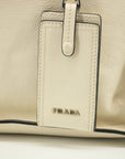 Prada Ivory Leather Mirror Tote Bag 