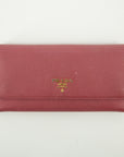 Prada Pink Saffiano Leather Long Wallet 