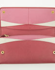 Prada Pink Saffiano Leather Long Wallet 