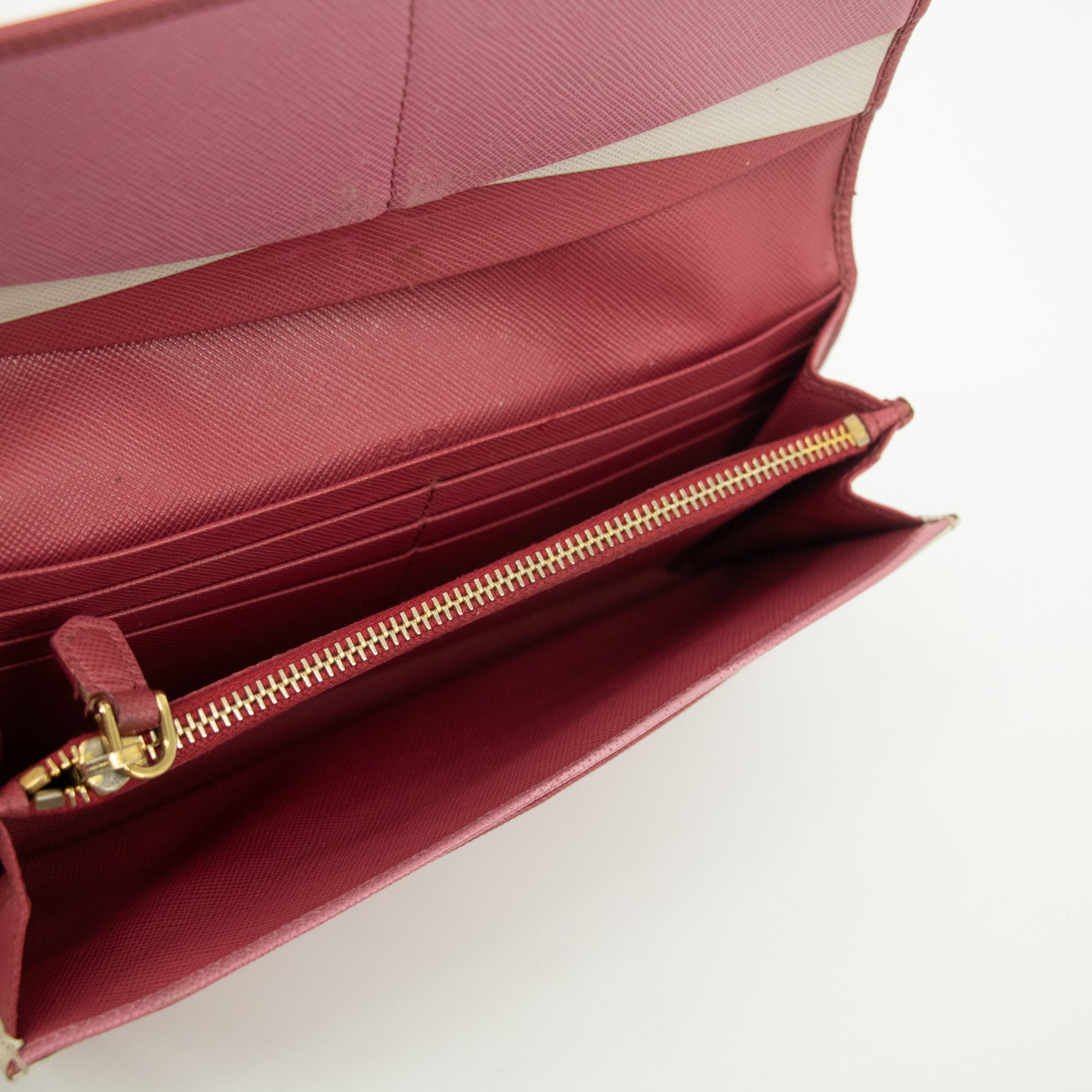 Prada Pink Saffiano Leather Long Wallet 