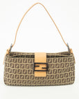 Fendi Zucchino Mamma Bucket Canvas x Leather Pochette Bag 