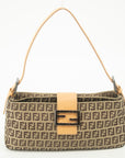 Fendi Zucchino Mamma Bucket Canvas x Leather Pochette Bag 