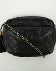 Chanel Lamb Skin Quilted Black Camera Crossbody Bag 