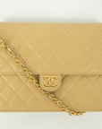 Chanel Lamb Skin Beige Single Flap Gold Hardware Shoulder Bag-