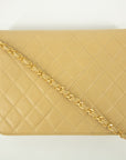 Chanel Lamb Skin Beige Single Flap Gold Hardware Shoulder Bag-