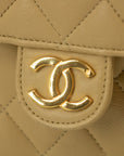 Chanel Lamb Skin Beige Single Flap Gold Hardware Shoulder Bag-