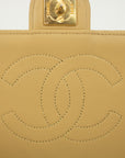 Chanel Lamb Skin Beige Single Flap Gold Hardware Shoulder Bag-