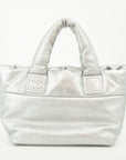 Chanel Grey Metallic Lambskin Quilted Small Coco Cocoon Reversible Tote Light Grey -