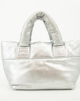 Chanel Grey Metallic Lambskin Quilted Small Coco Cocoon Reversible Tote Light Grey -