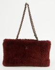 Chanel CC Burgundy Lapin Rabbit Fur Chain Tote Bag 6 Series  