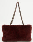 Chanel CC Burgundy Lapin Rabbit Fur Chain Tote Bag 6 Series  