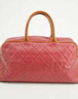 Chanel Caviar Skin Boston Pink Handbag Patent Handles 6 Series  