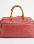 Chanel Caviar Skin Boston Pink Handbag Patent Handles 6 Series  