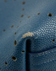 Chanel Perforated Caviar Skin Leather Tote Bag Blue 23 Series 