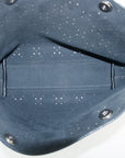 Chanel Perforated Caviar Skin Leather Tote Bag Blue 23 Series 