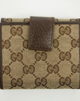 Gucci Brown GG Canvas x Leather Compact Wallet 