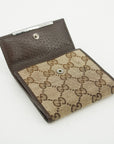 Gucci Brown GG Canvas x Leather Compact Wallet 