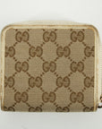 Gucci Brown GG Canvas Double Hook Compact Wallet  