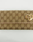 Gucci Brown Lovely Heart GG Canvas Long Wallet  