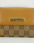 Gucci Brown GG Canvas x Leather Compact Wallet 