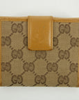 Gucci Brown GG Canvas x Leather Compact Wallet 