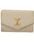 Louis Vuitton Greige Leather Portefeuille Lock Mini Compact Wallet  