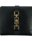 Gucci Black Micro GG Leather Jackie Compact Wallet 2659