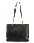 Chanel Large Coco Logo Caviar Skin Black Tote Bag Gold Hardware 