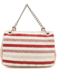 Chanel 2Way Cotton Rope Flap Bag Quilted Striped Jersey Medium 26 Series 