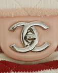 Chanel 2Way Cotton Rope Flap Bag Quilted Striped Jersey Medium 26 Series 