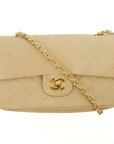 Chanel Lambskin Double Flap 23 Beige 24k Gold Turn Lock Shoulder Bag  