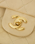 Chanel Lambskin Double Flap 23 Beige 24k Gold Turn Lock Shoulder Bag  