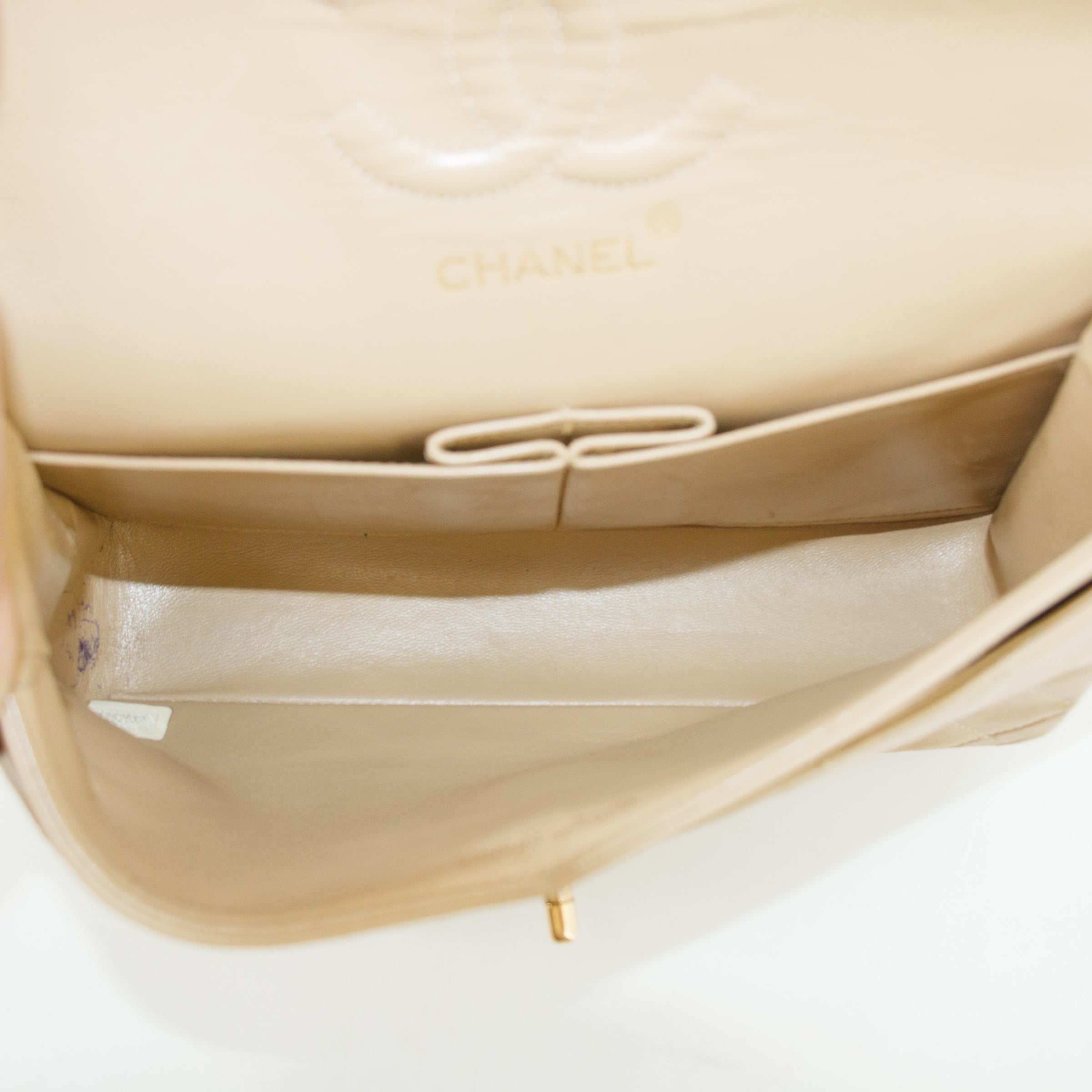 Chanel Lambskin Double Flap 23 Beige 24k Gold Turn Lock Shoulder Bag  