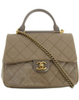 Chanel Medium Dark Grey Quilted Glazing Calfskin Top Handle 23 Series - 