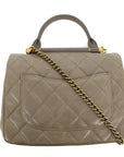 Chanel Medium Dark Grey Quilted Glazing Calfskin Top Handle 23 Series - 