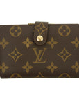 Louis Vuitton Monogram Canvas Kisslock Wallet Brown 