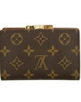 Louis Vuitton Monogram Canvas Kisslock Wallet Brown 