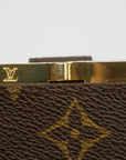 Louis Vuitton Monogram Canvas Kisslock Wallet Brown 