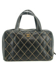 Chanel Wild Stitch CC Coco Mark Black Quilted Hand Bag  