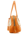 Prada Beige / Orange Canvas &amp; Leather Boston Bowler Bag  