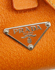 Prada Beige / Orange Canvas &amp; Leather Boston Bowler Bag  