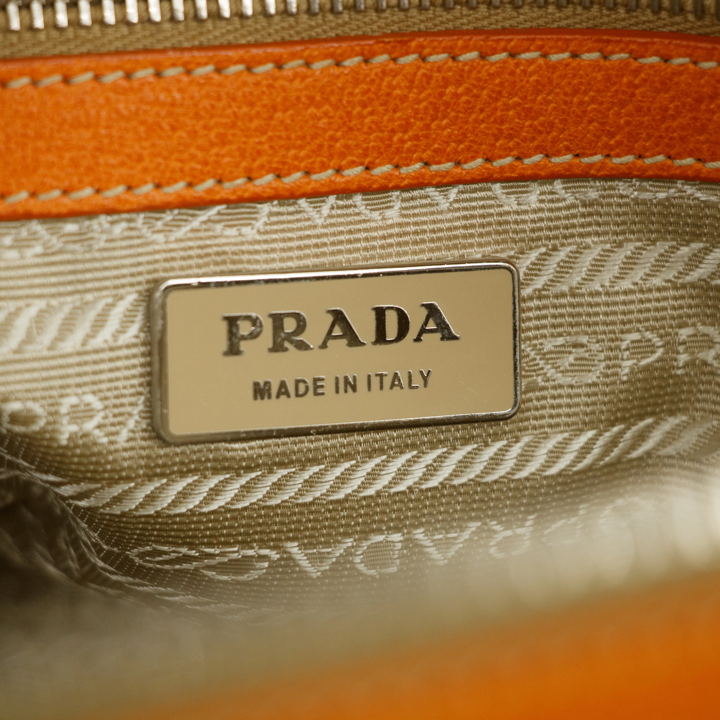 Prada Beige / Orange Canvas &amp;amp; Leather Boston Bowler Bag  