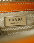 Prada Beige / Orange Canvas &amp; Leather Boston Bowler Bag  