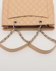 Chanel GST Caviar Skin Chain Tote Bag Beige Silver Fittings 12735921