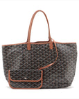 Goyard Saint Louis PM Leather Tote Bag Black w/ Brown Trim