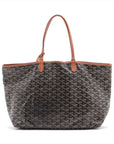 Goyard Saint Louis PM Leather Tote Bag Black w/ Brown Trim