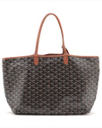 Goyard Saint Louis PM Leather Tote Bag Black w/ Brown Trim