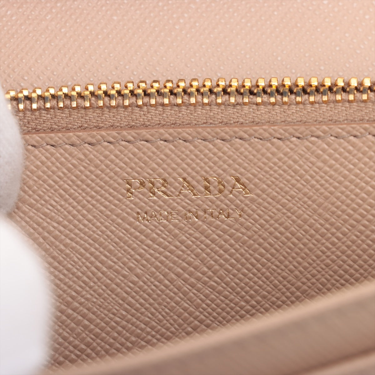 Prada Saffiano Lux Chain Wallet Beige 1BP005 