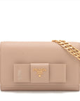 Prada Saffiano Lux Chain Wallet Beige 1BP005 