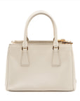 Prada Saffiano Lux Small White Galleria Double Zip Tote Bag 